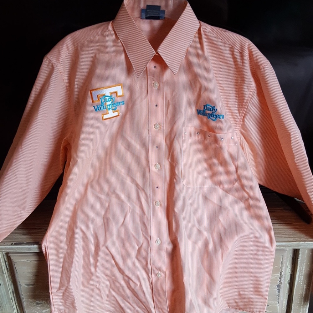 Orange striped button down Tennessee Vols top